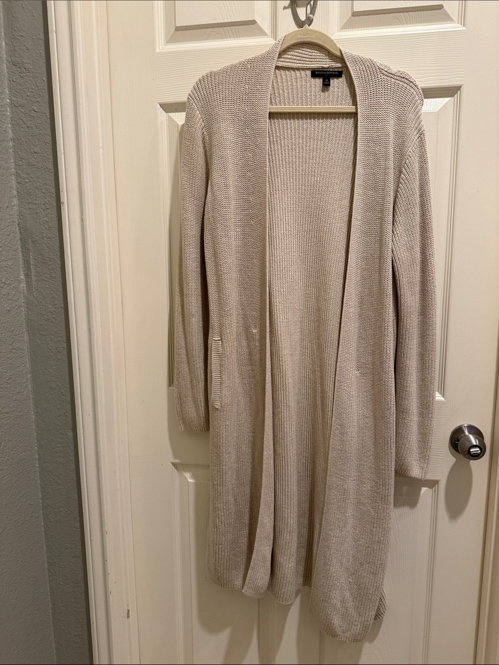 Banana Republic Light Cream Open-Front Ribbed Cardigan